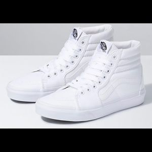 Close to brand new all white high top vans